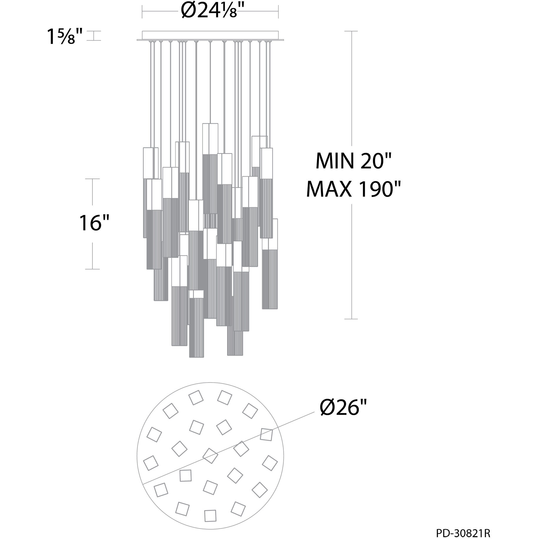 Cinema LED 25 inch Black Indoor Hanging Lighting Ceiling Light