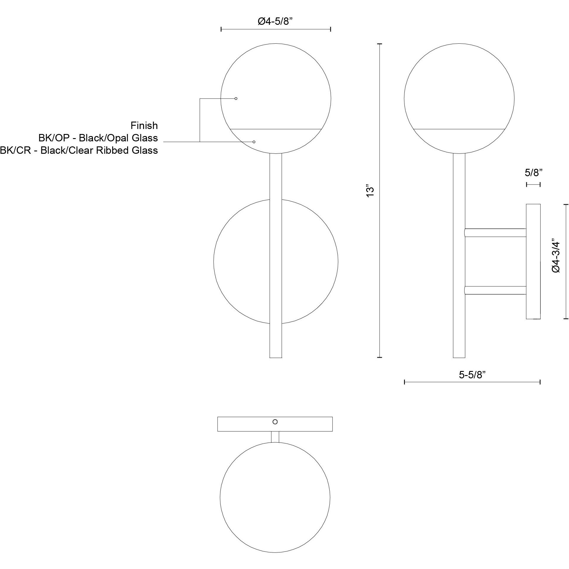 Claremont LED 13 inch Black Exterior Wall in Matte Opal Glass