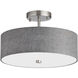 Everly 3 Light 14.25 inch Satin Chrome with Grey Semi-Flush Mount Ceiling Light