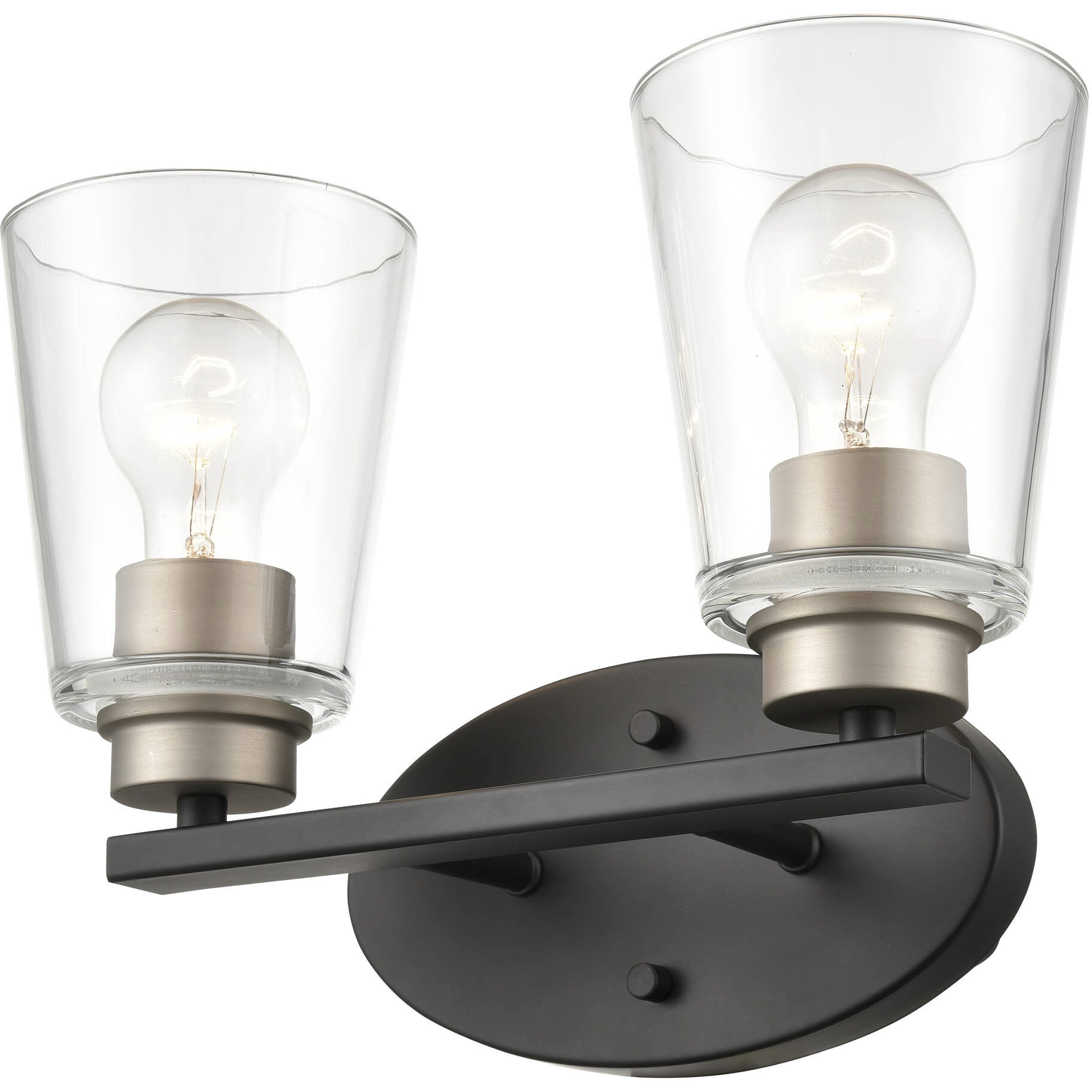 None 2 Light 16 inch Matte Black/Satin Nickel Bathroom Vanity Light Wall Light