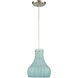 Coastal Scallop 1 Light 8 inch Satin Nickel Mini Pendant Ceiling Light in Seafoam Sugar Scavo Glass