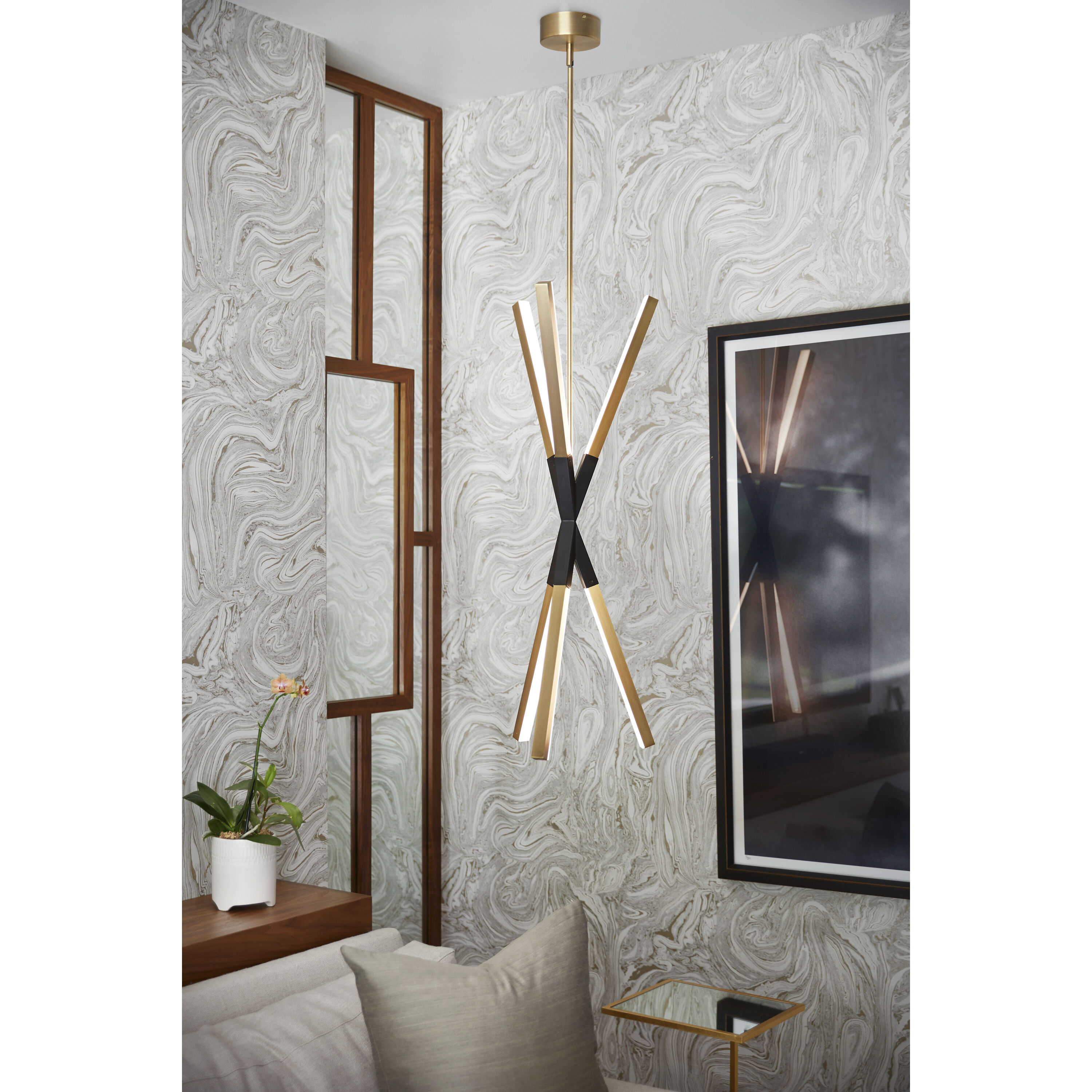 Rae LED 14.75 inch Lacquered Brass Chandelier Ceiling Light