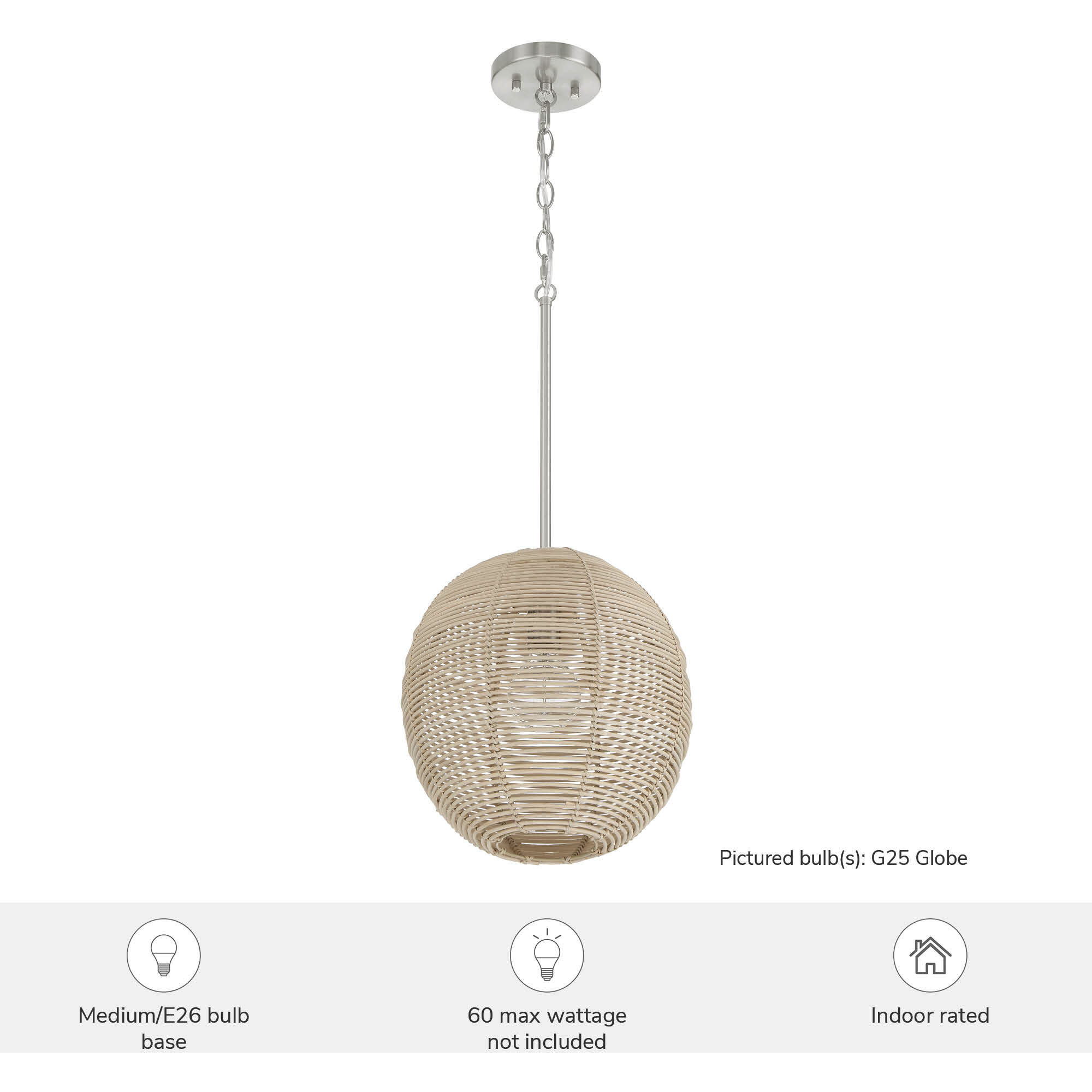 Berkeley 1 Light 13 inch Brushed Nickel Pendant Ceiling Light, Medium