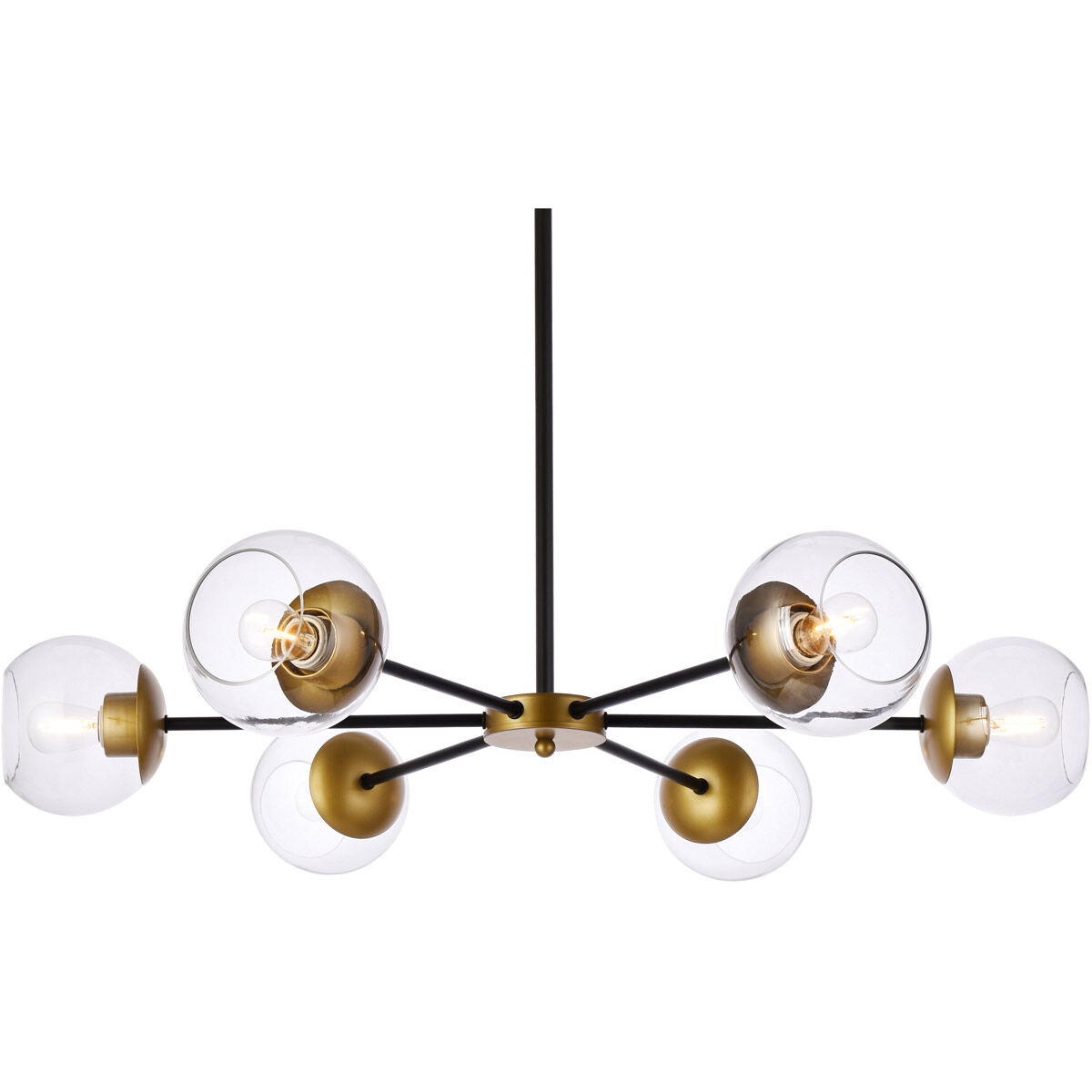 Briggs 6 Light 36 inch Black and Brass Pendant Ceiling Light