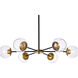 Briggs 6 Light 36 inch Black and Brass Pendant Ceiling Light