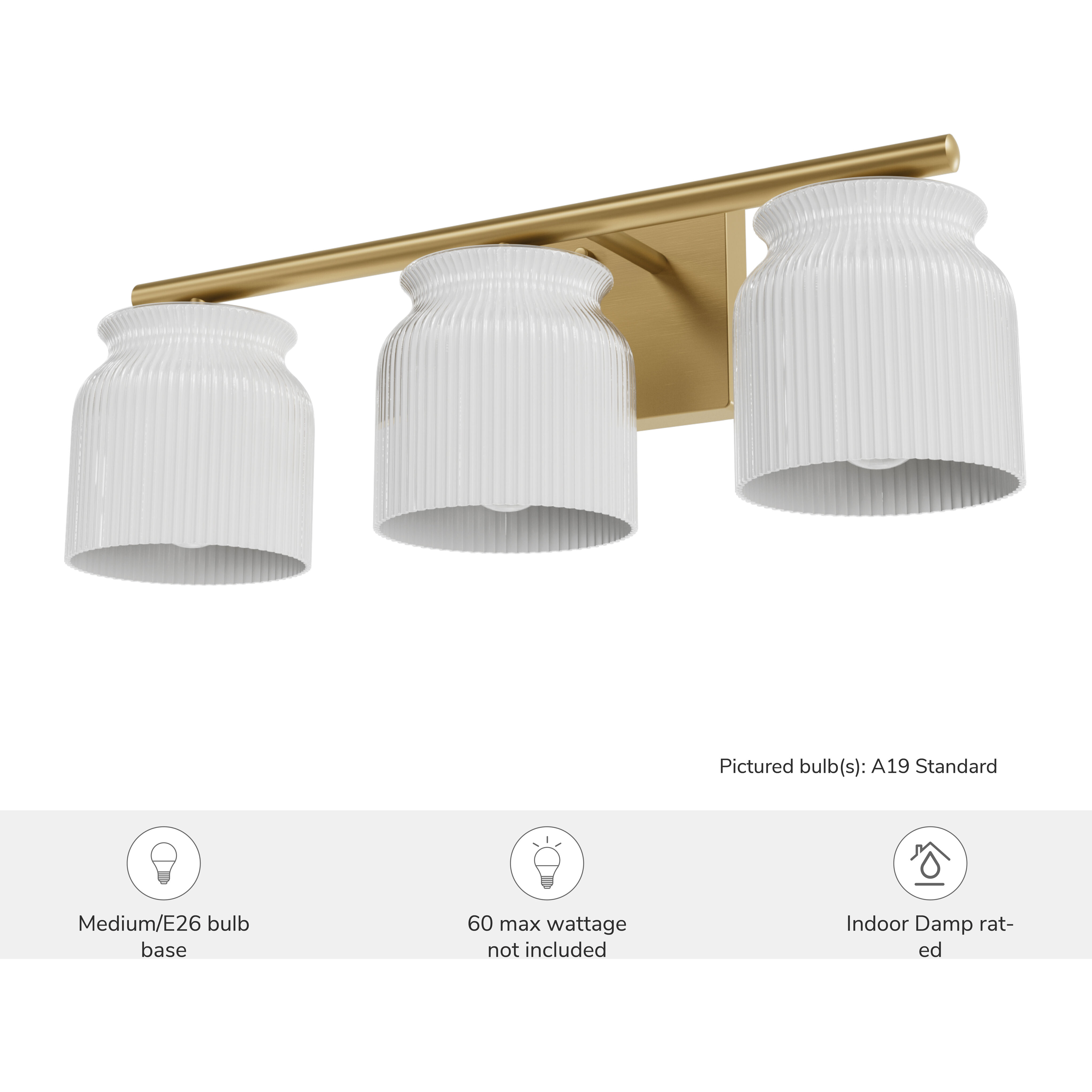 Harlowe 3 Light 22 inch Luxe Gold Bathroom Vanity Sconce Wall Light, Medium