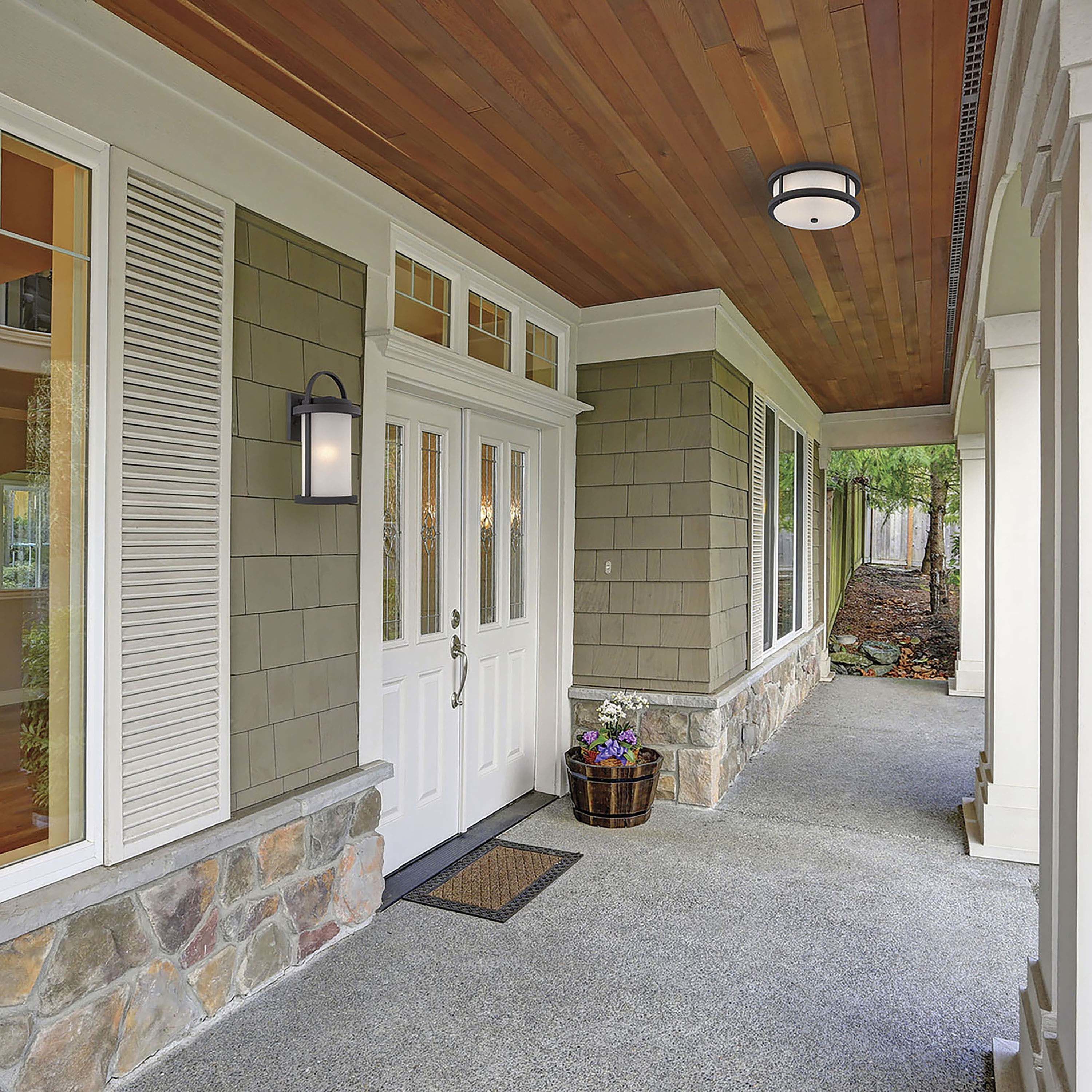 Willis LED 14 inch Textured Black and Antique White Outdoor Flush Mount