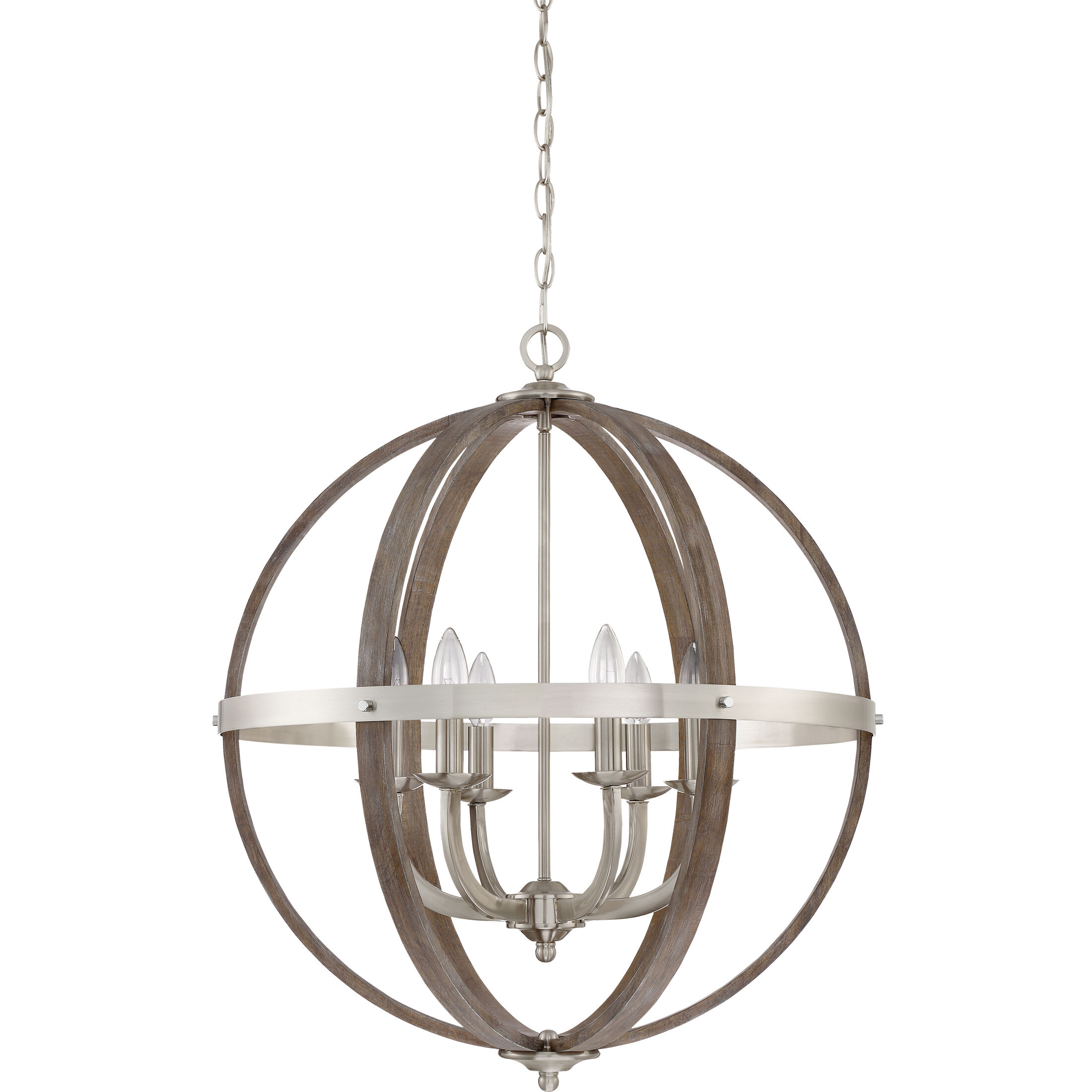 Fusion 6 Light 25 inch Brushed Nickel Foyer Piece Ceiling Light, Naturals