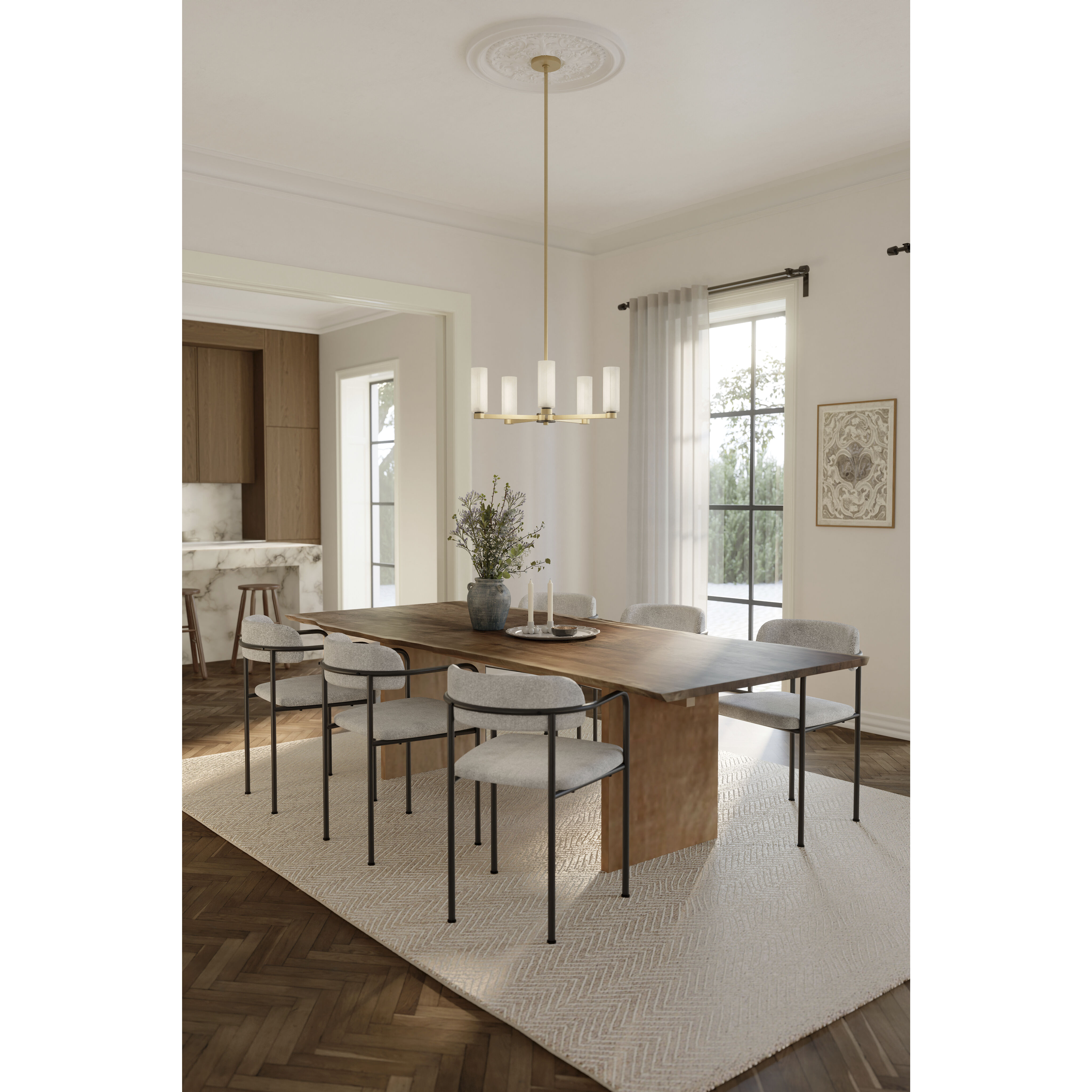 Wexmere 5 Light 26 inch Legacy Brass and Dark Matte Black Chandelier Ceiling Light