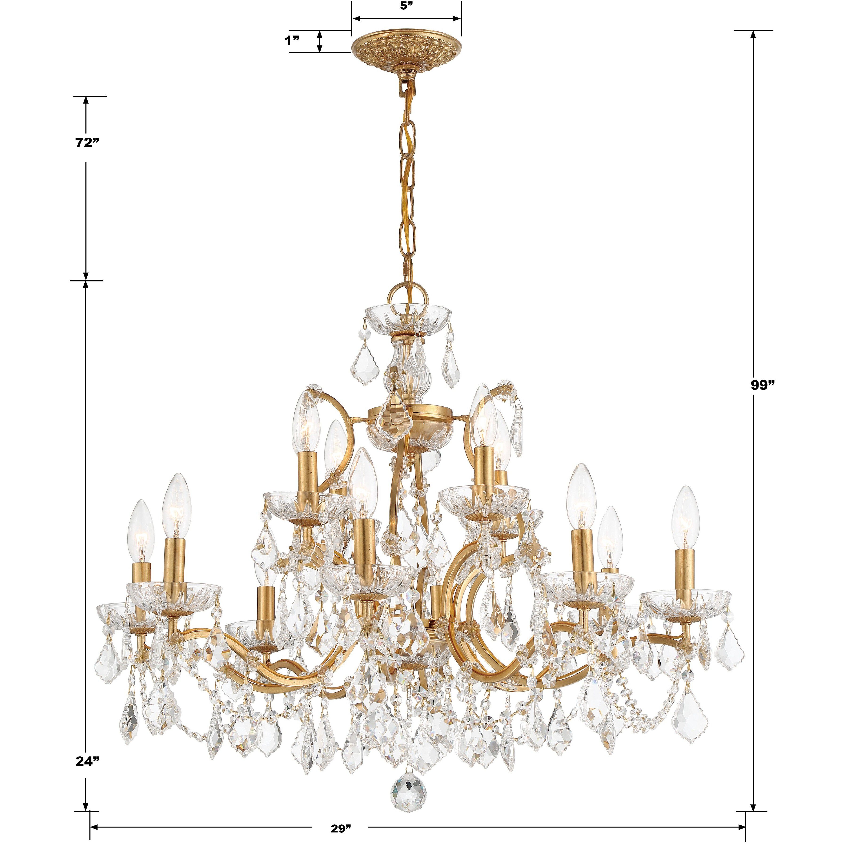 Filmore 12 Light 29 inch Antique Gold Chandelier Ceiling Light in Clear Hand Cut
