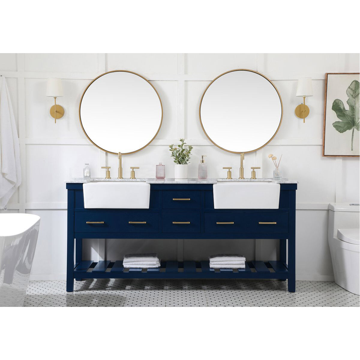 Clement 72 X 22 X 34 inch Blue Bathroom Vanity Cabinet