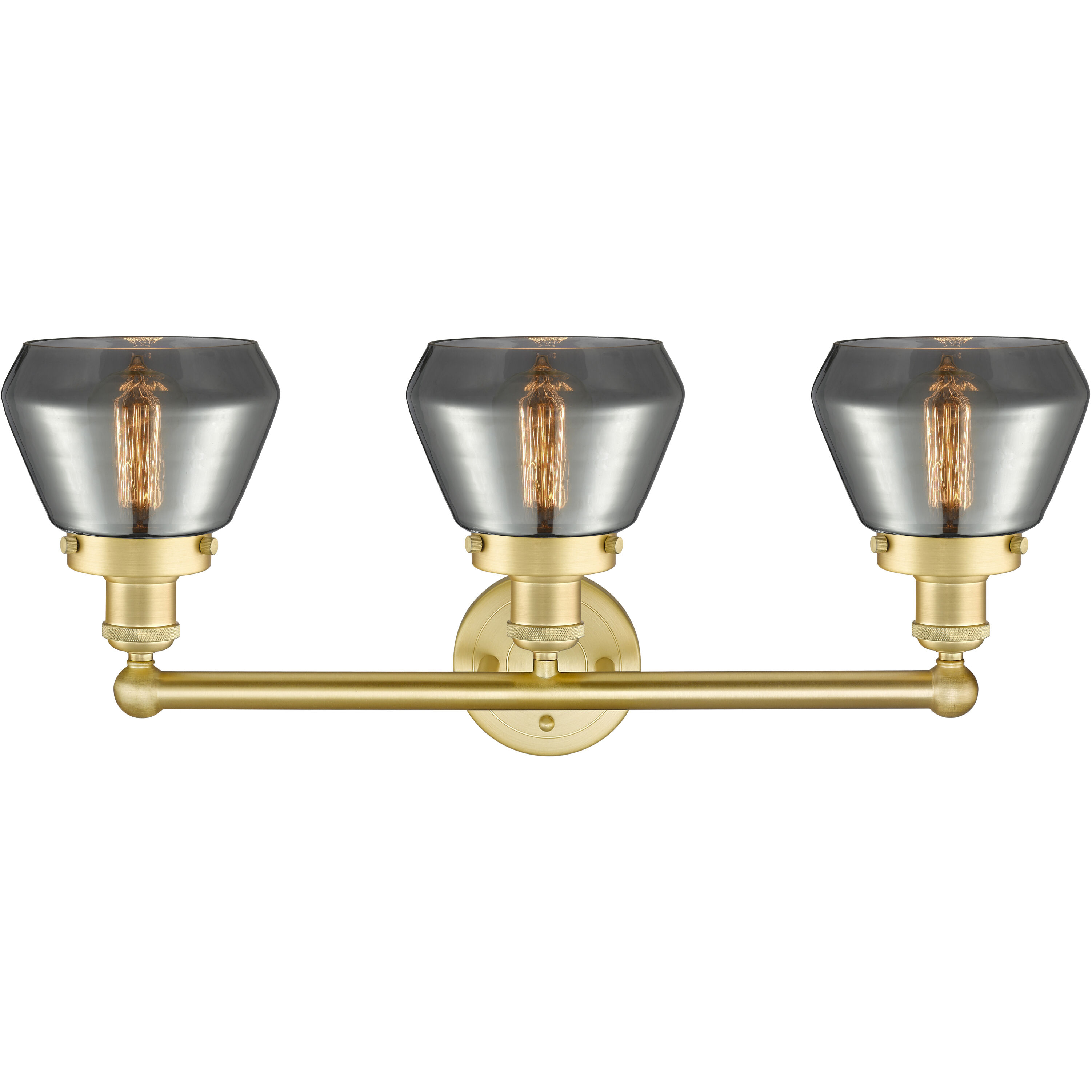 Fulton 3 Light 24.5 inch Satin Gold Bath Vanity Light Wall Light in Plated Smoke