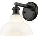 Yep Carver Vanity Wall Light in Matte Black, Vintage Milk Glass