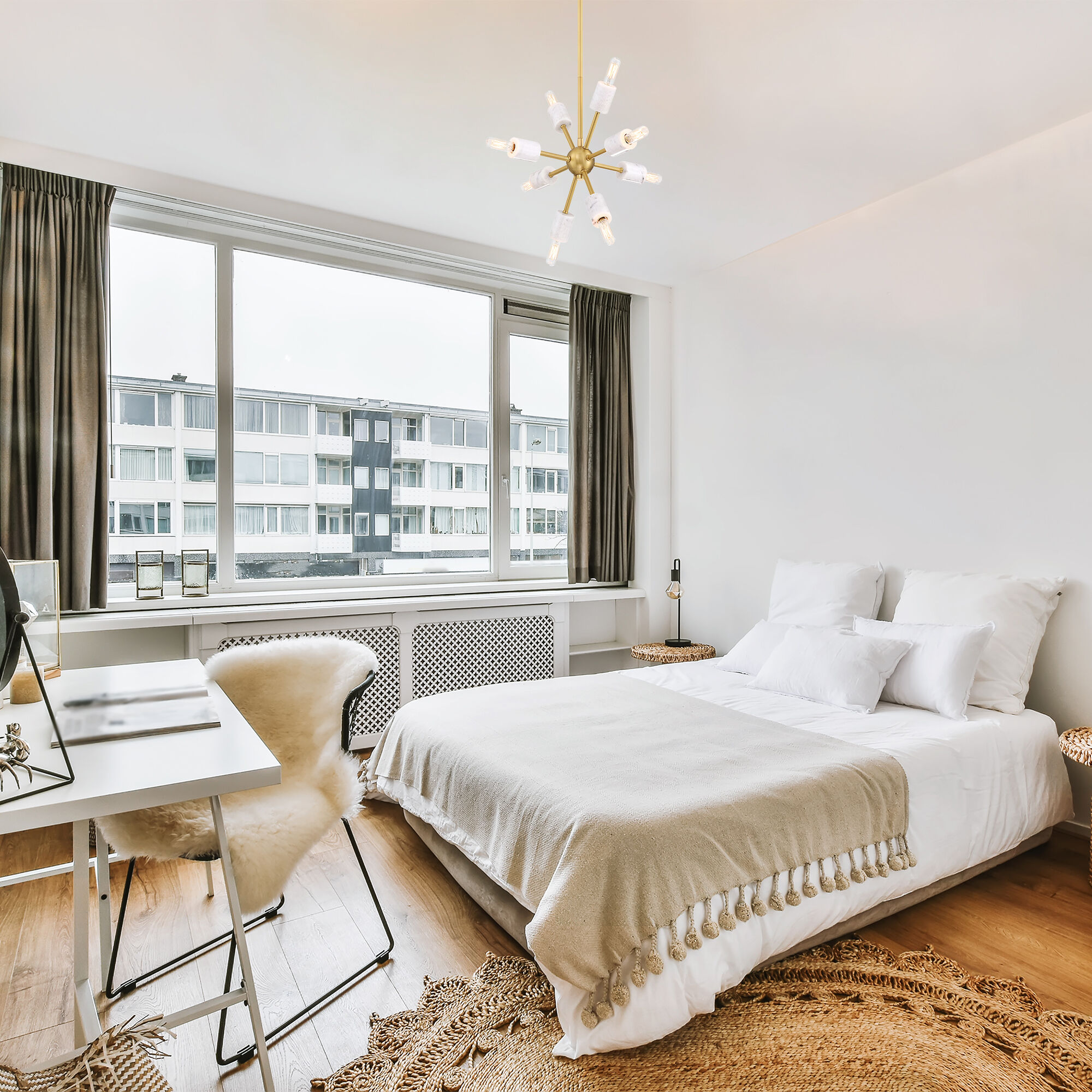 Star Dust 8 Light 15 inch Brushed Gold Pendant Ceiling Light