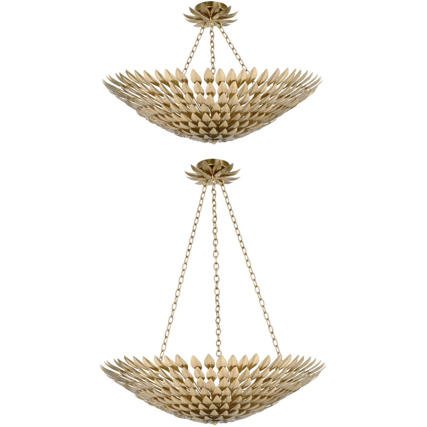 Broche 8 Light 30 inch Antique Gold Semi Flush Ceiling Light