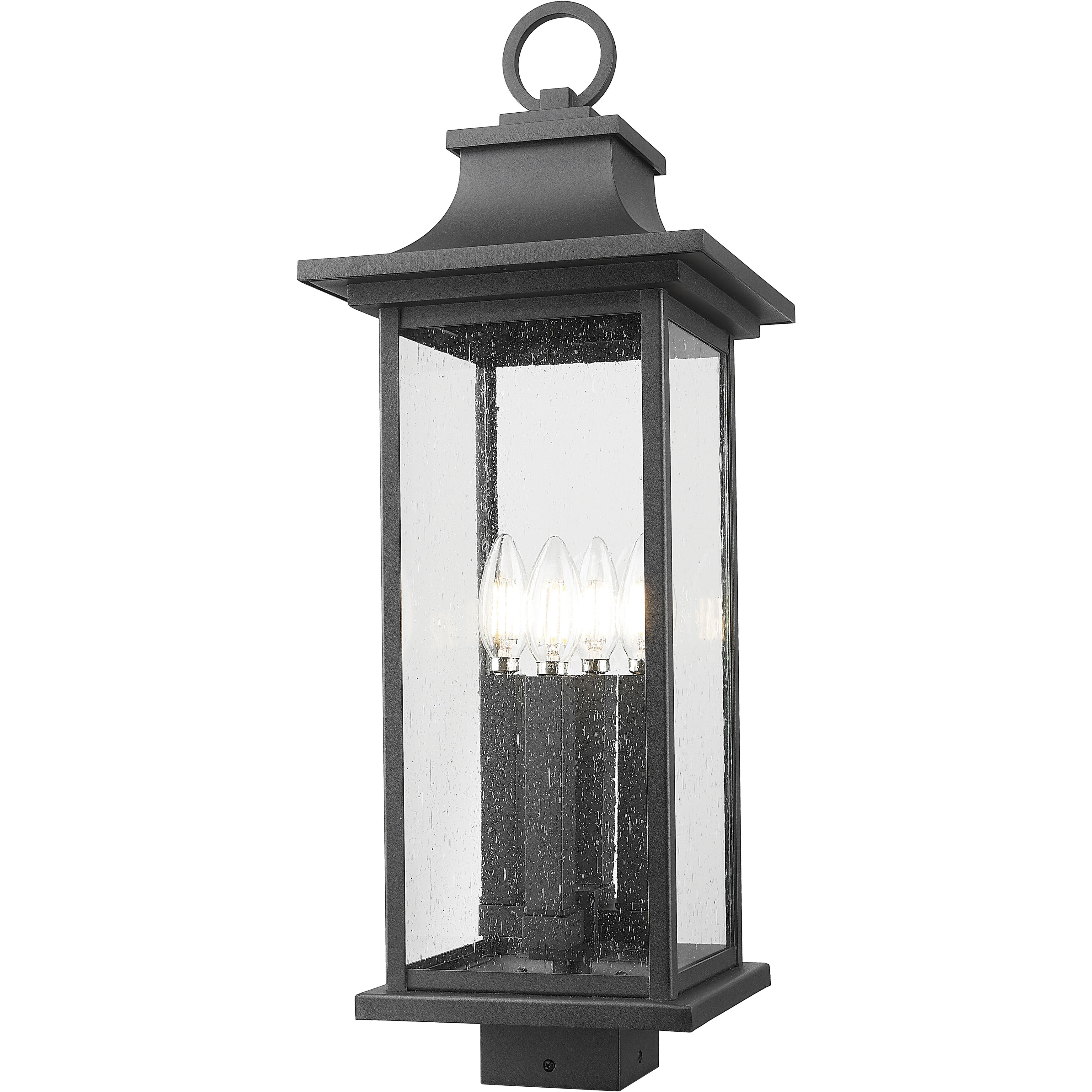Tiberius 4 Light 24.5 inch Black Outdoor Post Mount Fixture