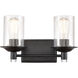Manhattan 2 Light 14.5 inch Matte Black Bath Vanity Light Wall Light