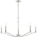 Transitional 5 Light 42 inch Polished Nickel Chandelier Ceiling Light