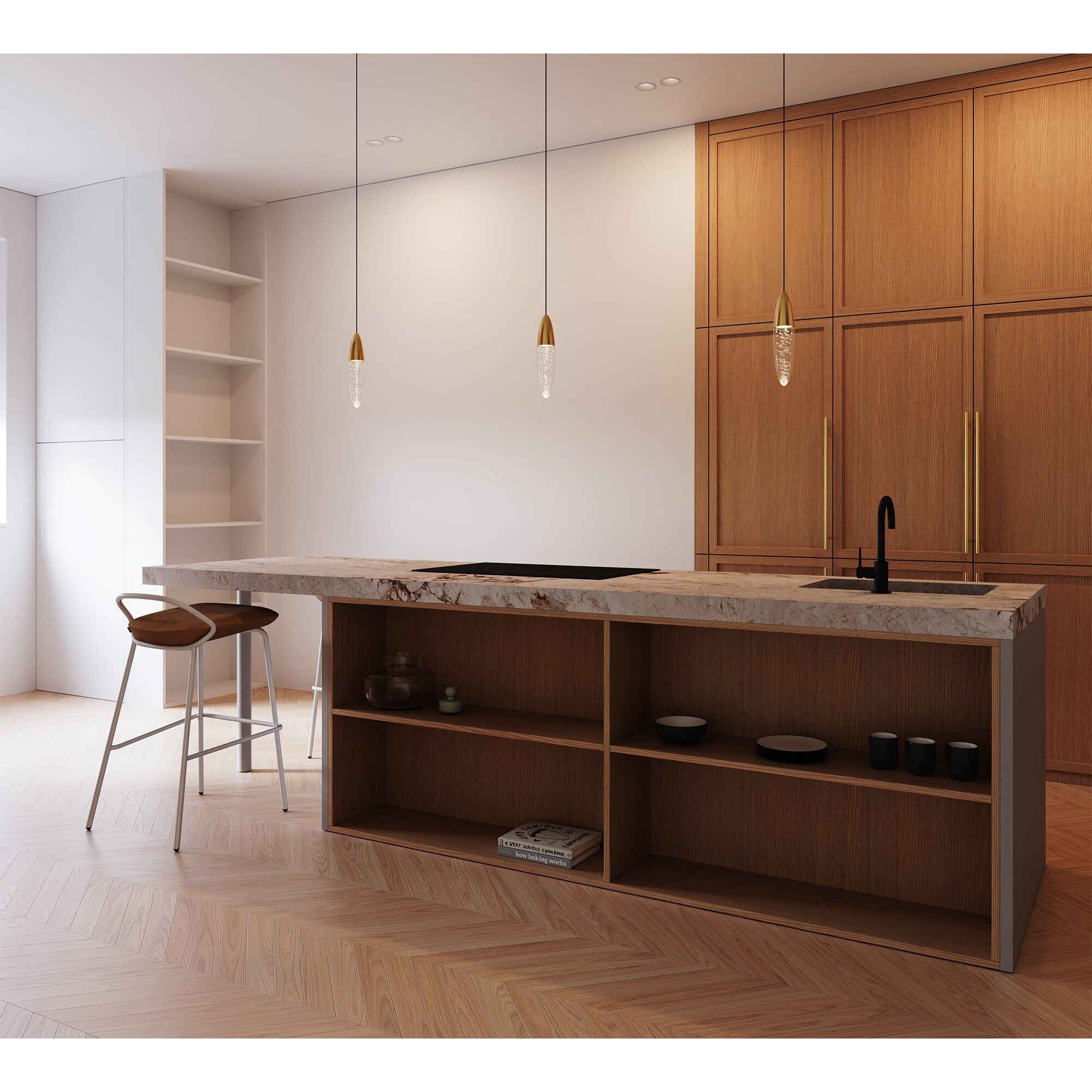 Sultana LED 2.5 inch Satin Brass and Clear Pendant Ceiling Light