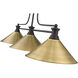 Melange 3 Light 52 inch Matte Black Billiard Ceiling Light in Matte Black and Rubbed Brass