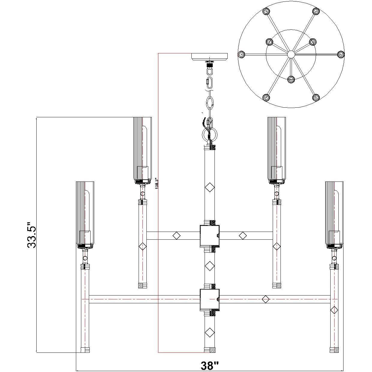 Esme 9 Light 38 inch Modern Gold Chandelier Ceiling Light