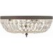 Waltham 3 Light 16 inch English Bronze Flush Ceiling Light in Clear Hand Cut