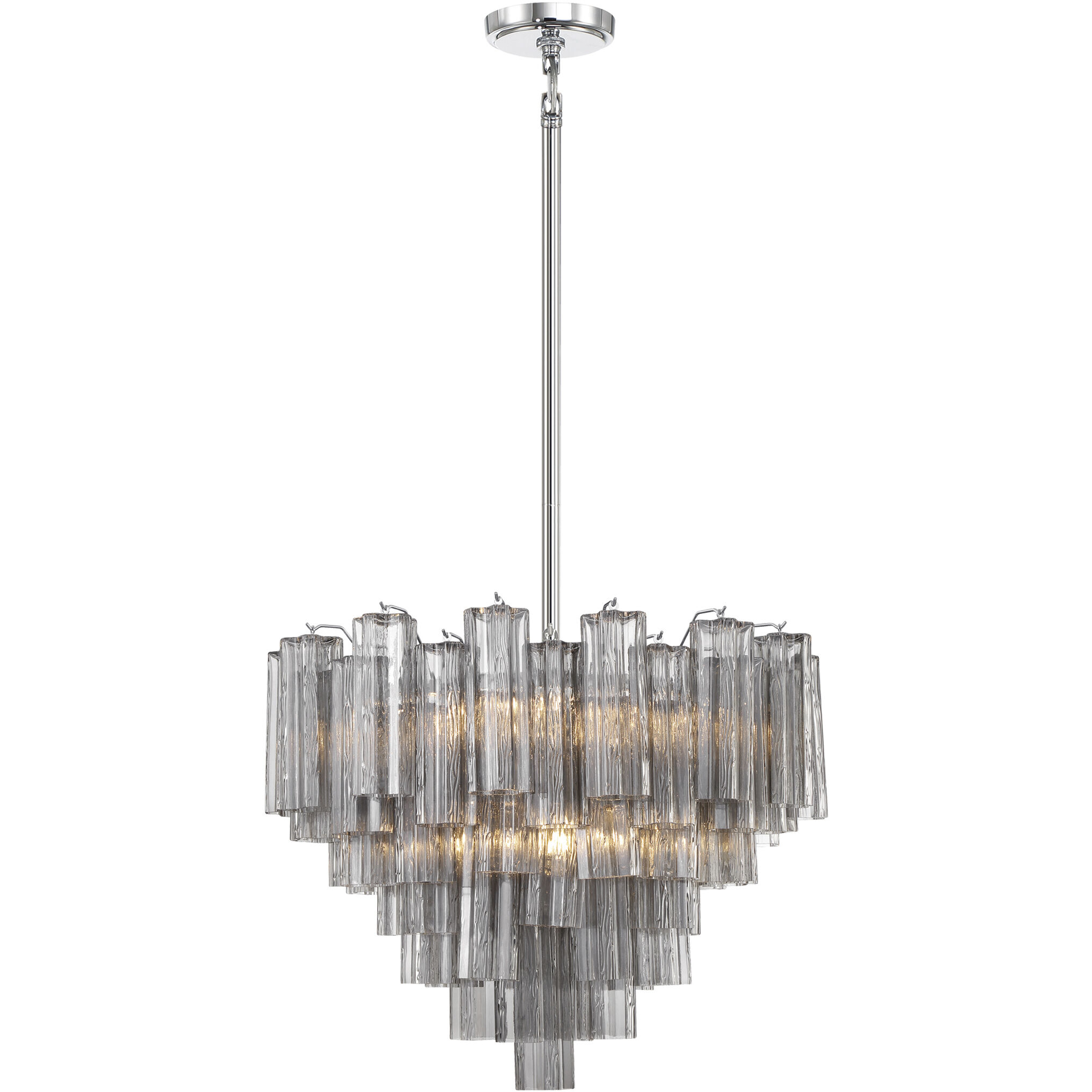 Addis 12 Light 26.75 inch Polished Chrome Chandelier Ceiling Light in Tronchi Glass Smoke