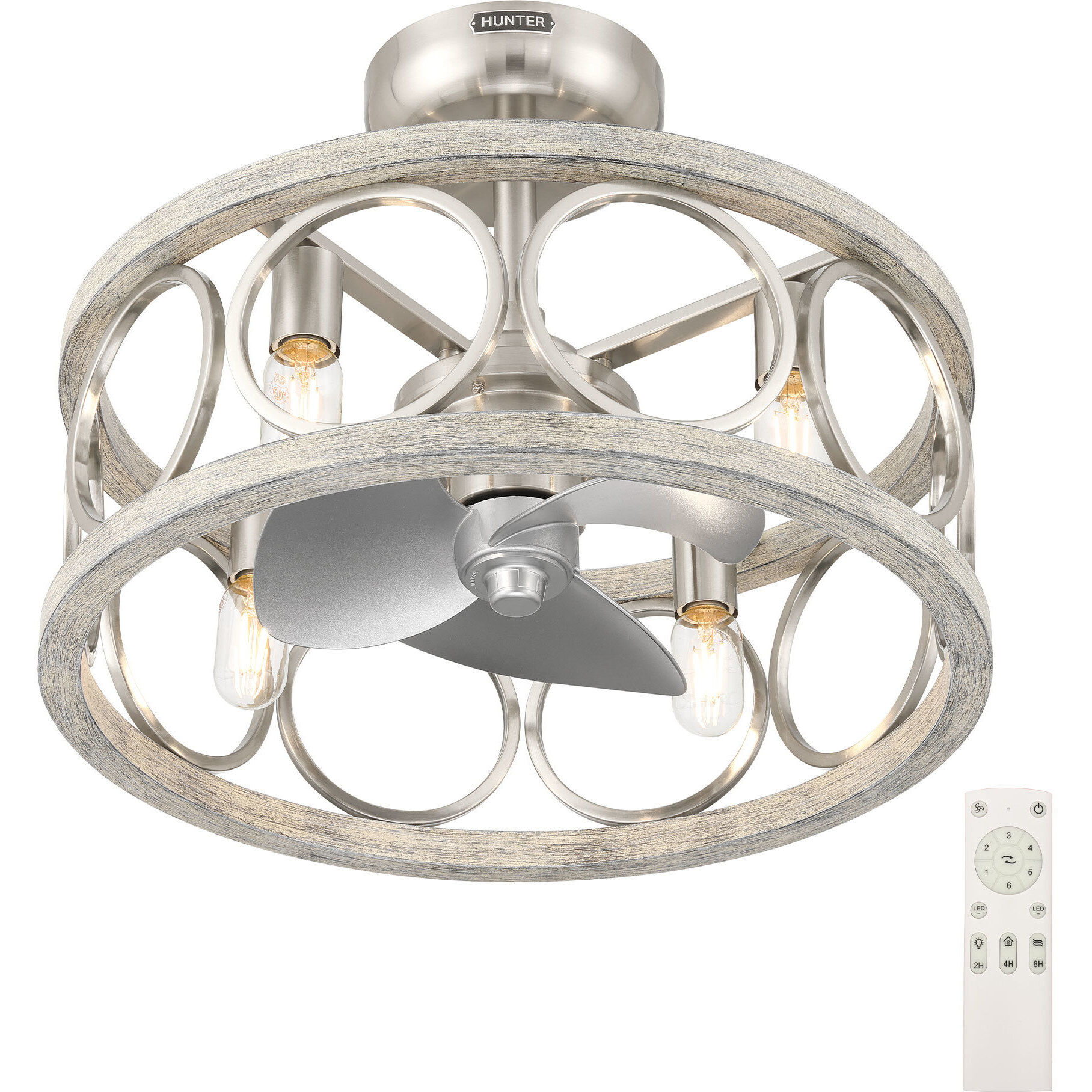 Haven Fandelier 22 inch Brushed Nickel with Matte Nickel Blades Ceiling Fan