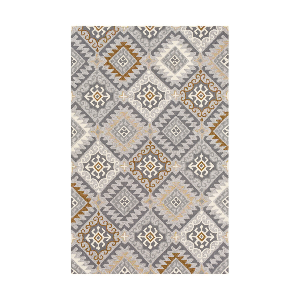 Rain 96 X 60 inch Charcoal/Medium Gray/Light Gray/Camel/Beige Outdoor Rug, Rectangle