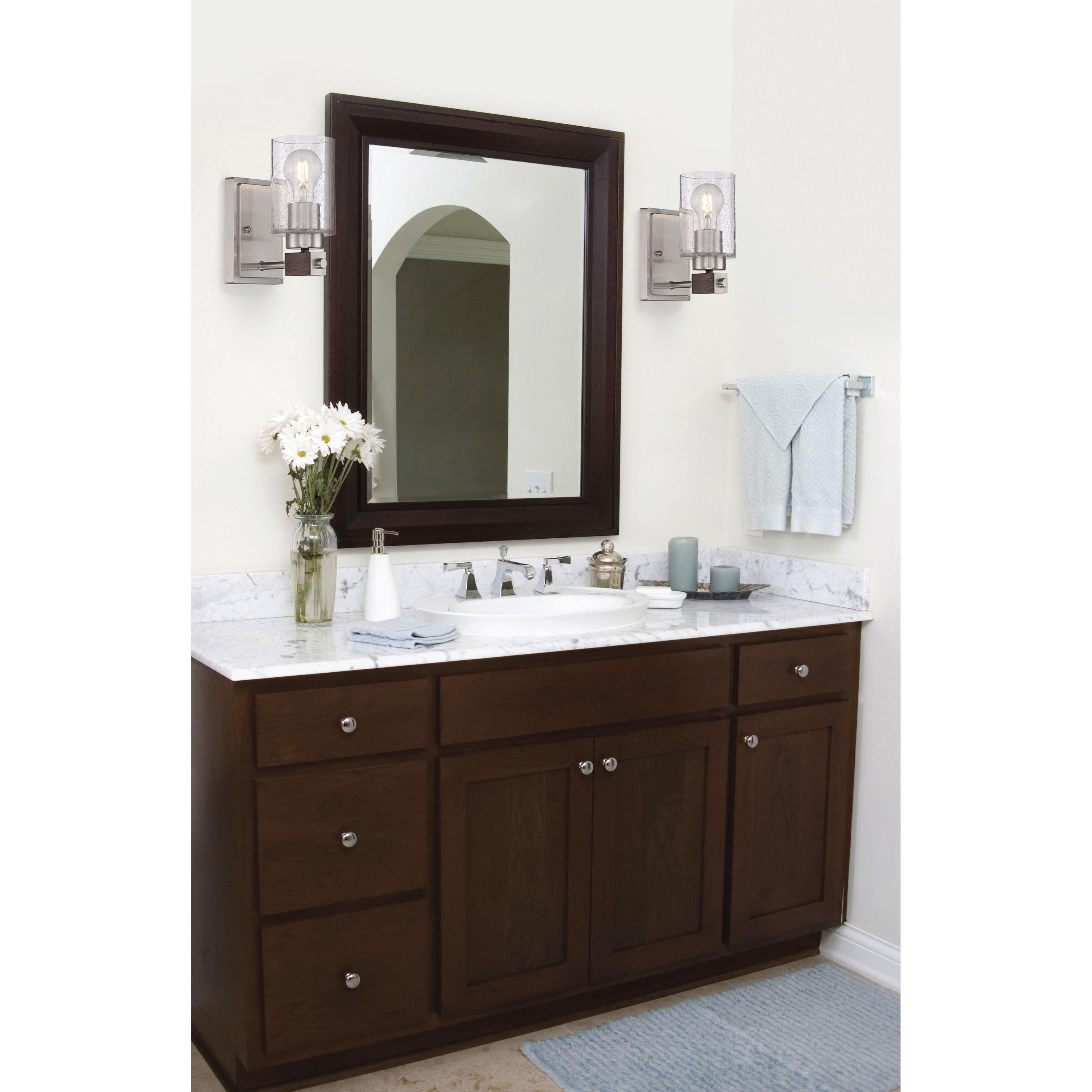 Arabel 1 Light 4.25 inch Brushed Nickel and Nutmeg Wood Vanity Light Wall Light