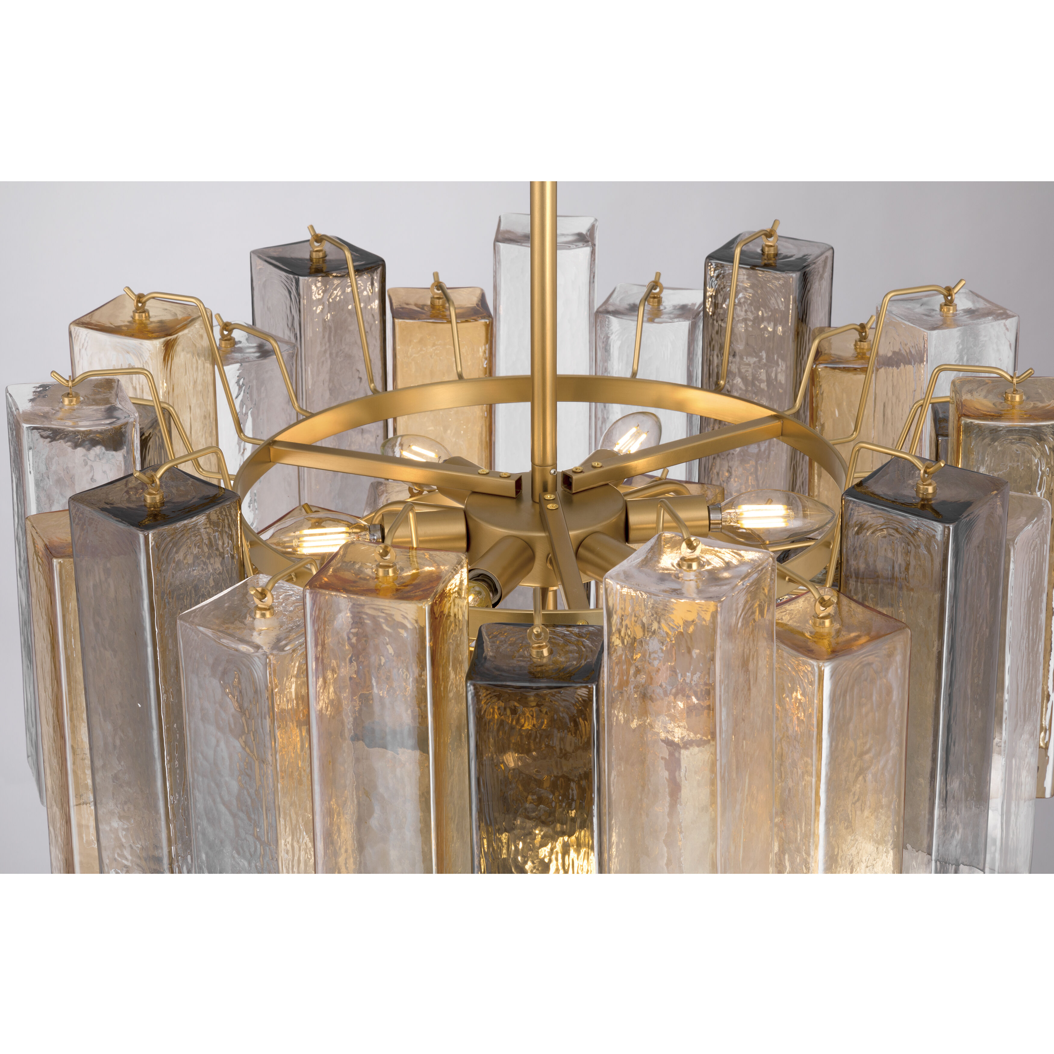 Torvento 9 Light 25.25 inch Legacy Brass Pendant Ceiling Light in Clear,  Grey and Amber Handmade Glass