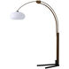 Morelli 85 inch 100.00 watt Weathered Brass and Walnut with Black Arc Floor Lamp Portable Light
