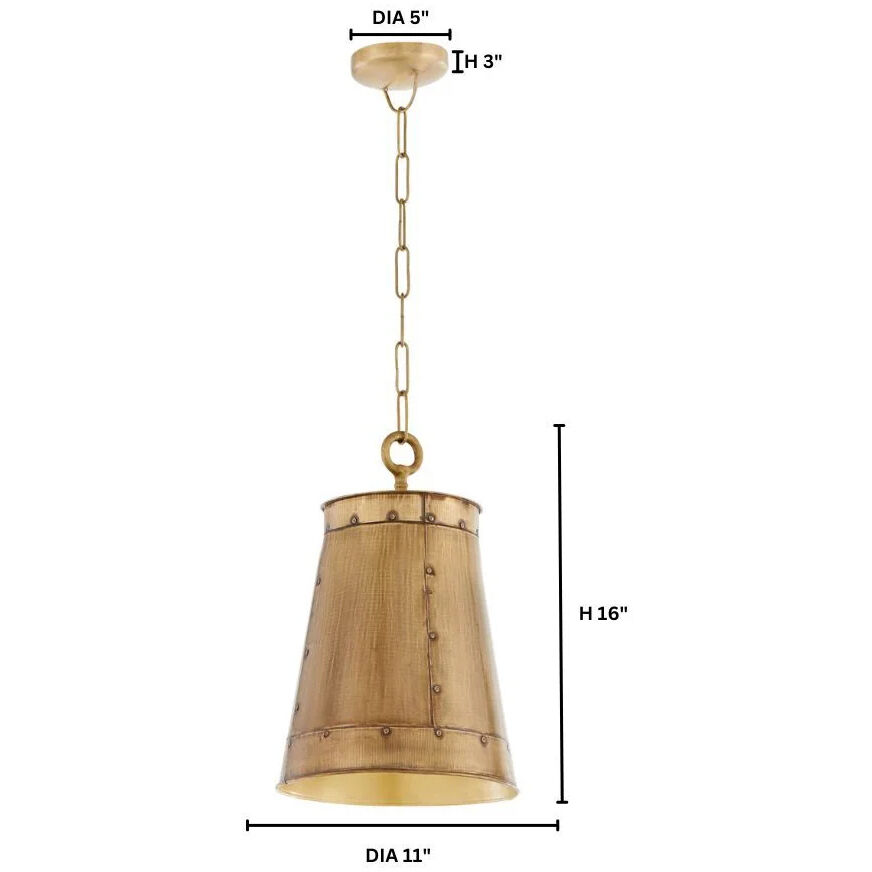 Artisan 1 Light 11 inch Artisan Brass Pendant Ceiling Light