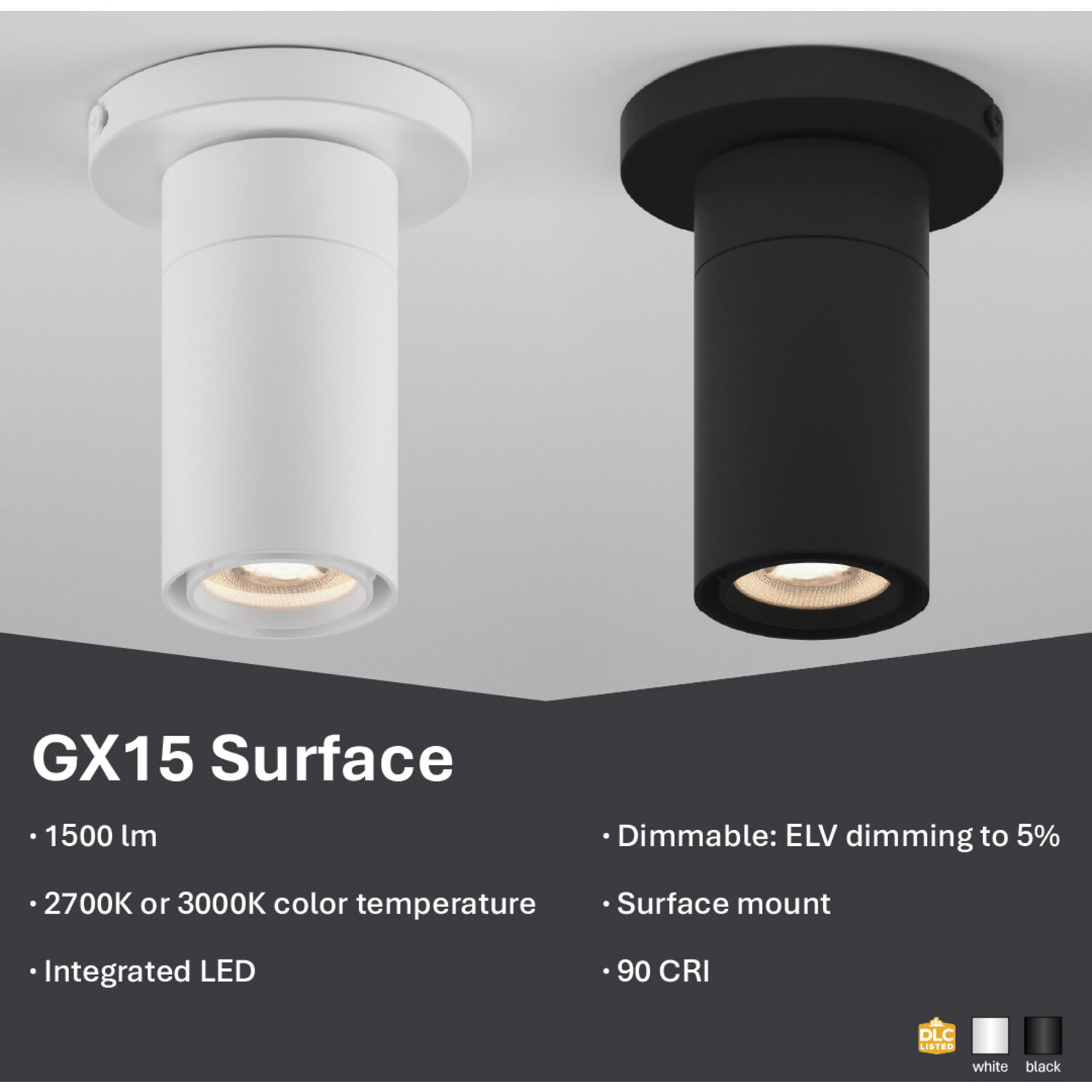 GX15 LED 4 inch White Surface Mount Ceiling Light