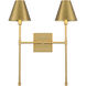 Jefferson 2 Light 16 inch Warm Brass Wall Sconce Wall Light