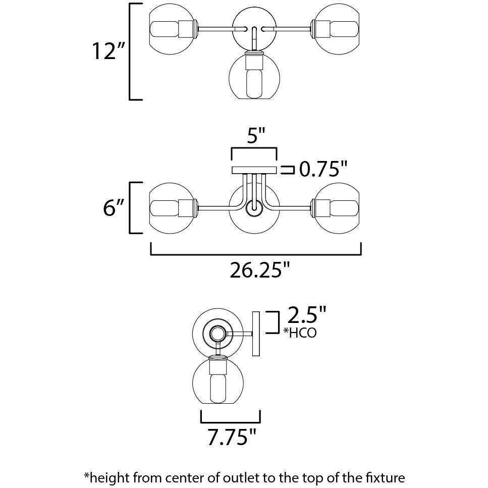 Knox 3 Light 24.25 inch Natural Aged Brass Bath Vanity Light Wall Light