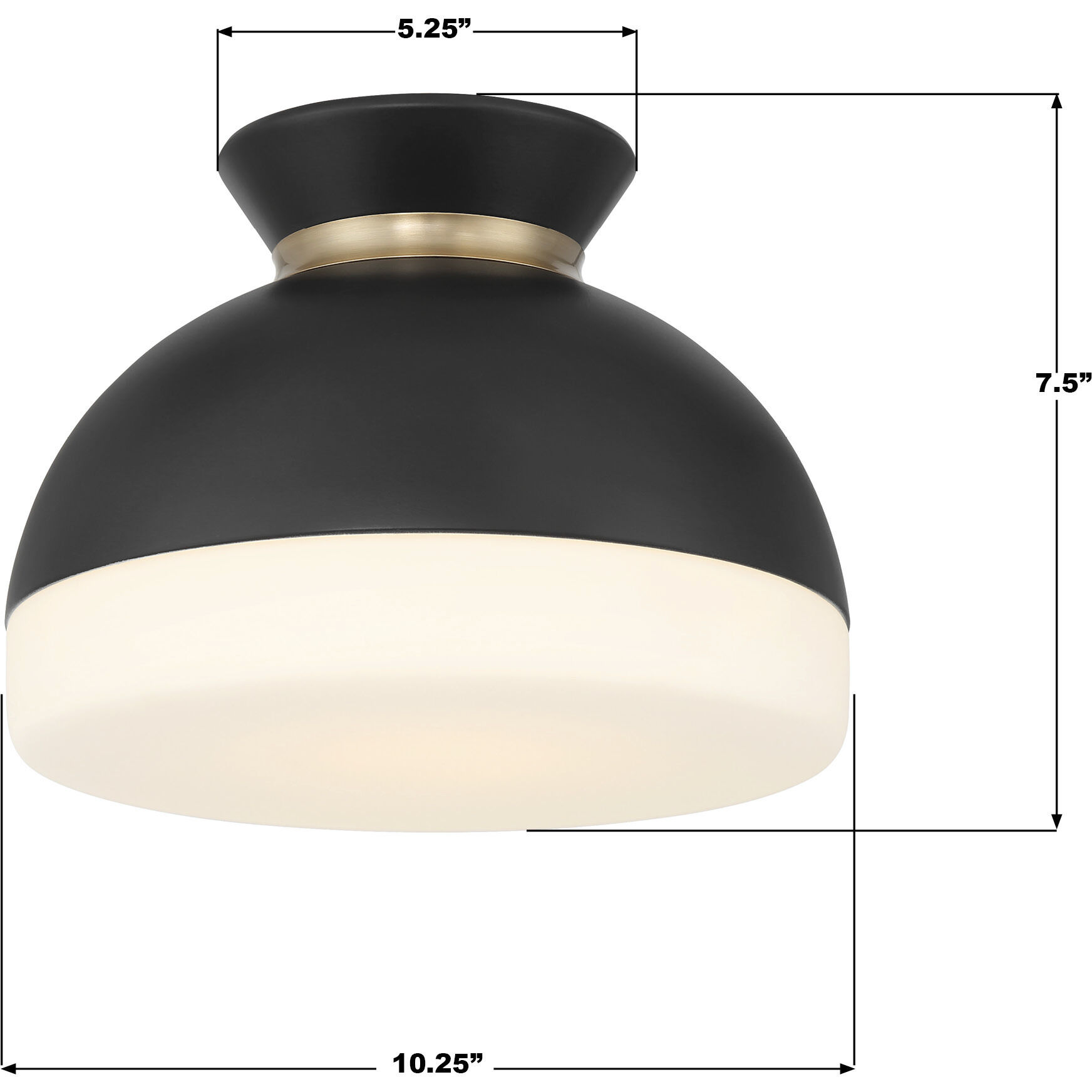 Gidget 1 Light 10.25 inch Matte Black and Vibrant Gold Flush Ceiling Light