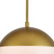 Eclipse 1 Light 10 inch Brass and Frosted White Pendant Ceiling Light