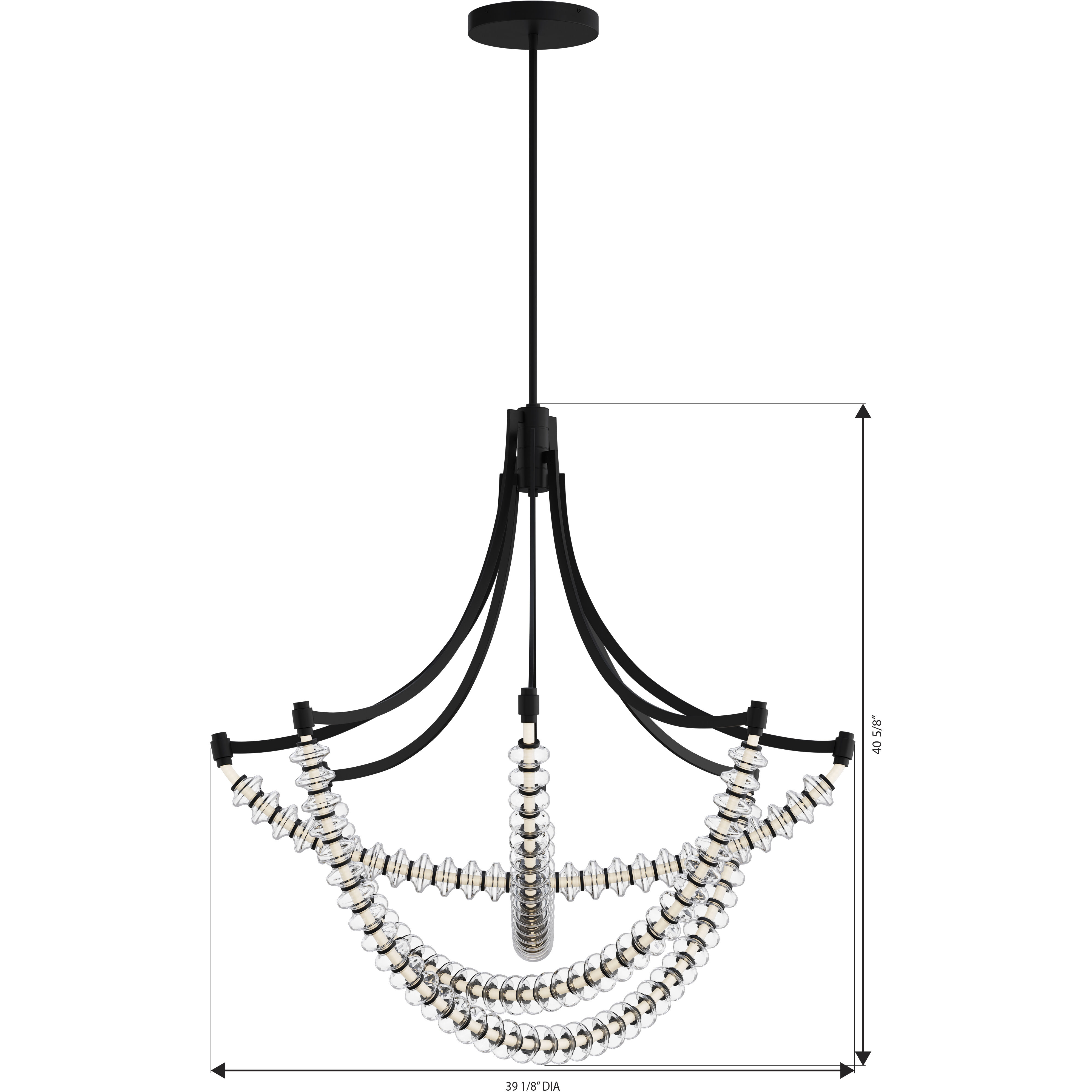 Pearl LED 39.25 inch Dark Matte Black Chandelier Ceiling Light