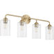 Charlotte 4 Light 32.5 inch Aged Brass Vanity Light Wall Light