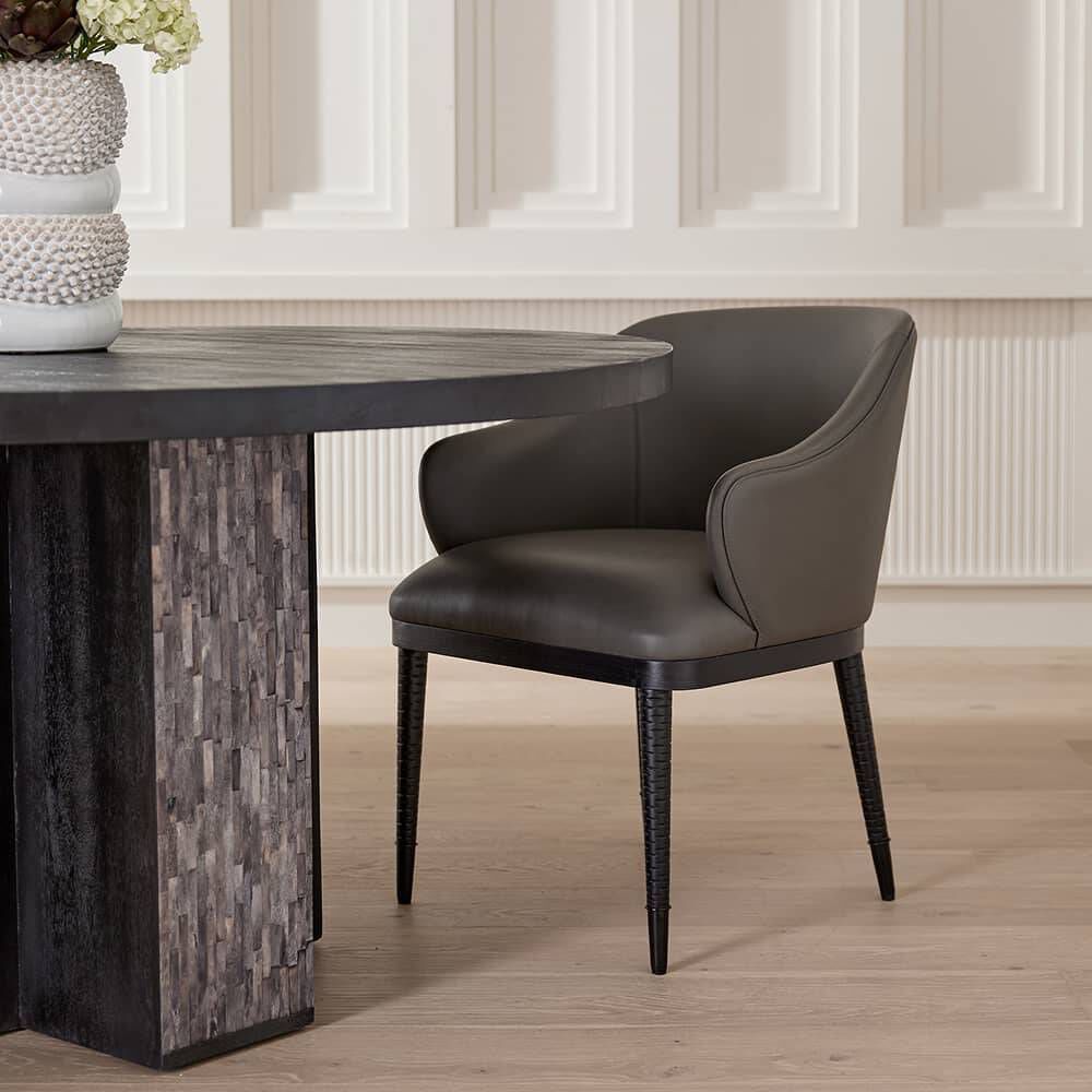 Hershel Dim Gray and Ebony with Blackened Bronze Dining Chair