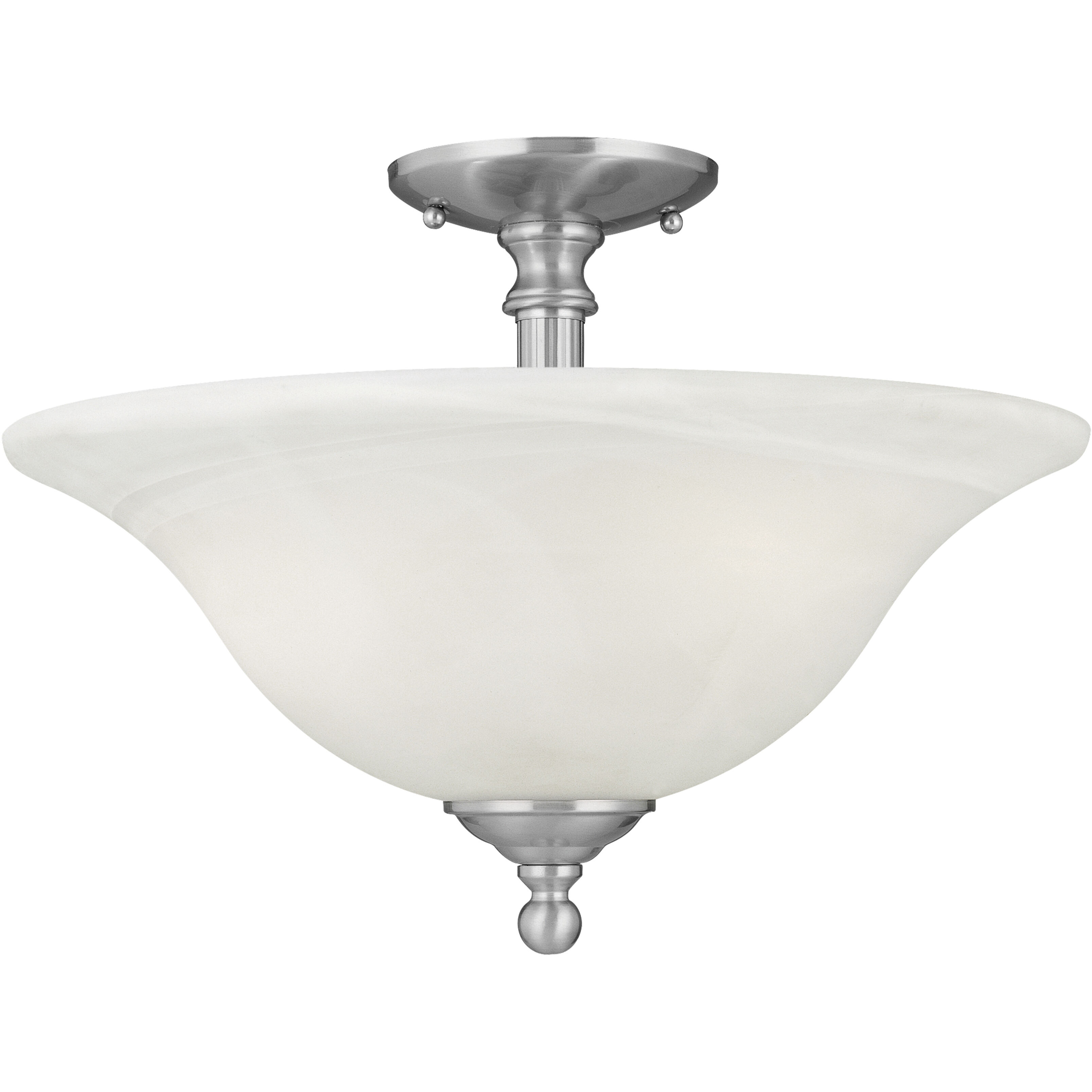 Riva 3 Light 16 inch Brushed Nickel with White Semi Flush Mount Ceiling Light