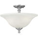 Riva 3 Light 16 inch Brushed Nickel with White Semi Flush Mount Ceiling Light