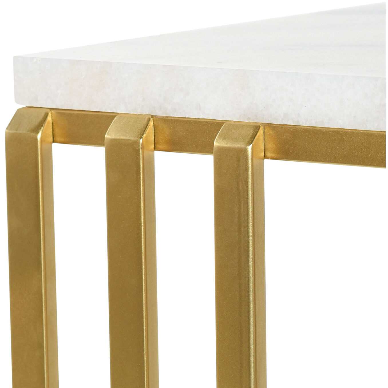 Marble Antique Gold and White End Table