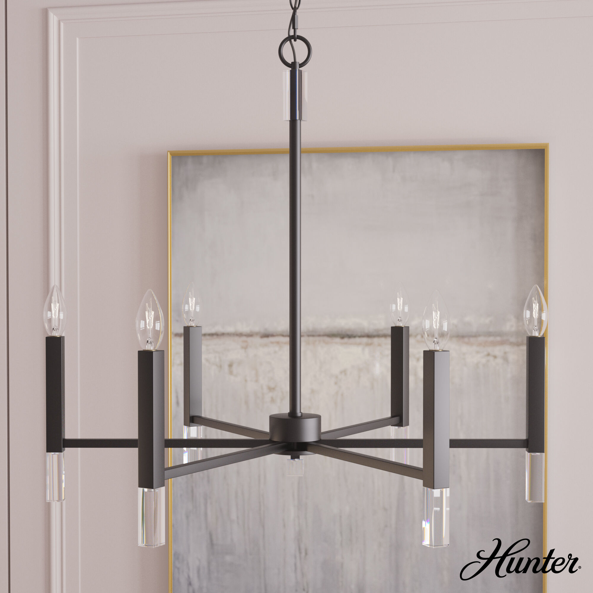 Sunjai 6 Light 30 inch Matte Black Chandelier Ceiling Light