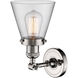 Franklin Restoration Small Cone 1 Light 6 inch Polished Nickel Sconce Wall Light in Clear Glass, Franklin Restoration