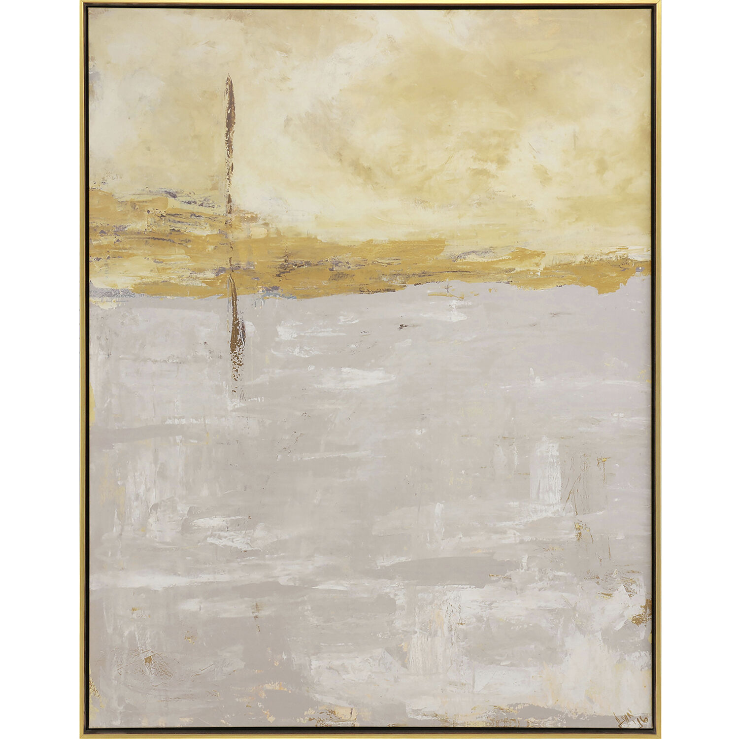 Larson Yellow and Beige and Brown and Neutral Canvas