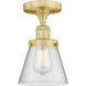 Cone 1 Light 6.25 inch Satin Gold Semi-Flush Mount Ceiling Light