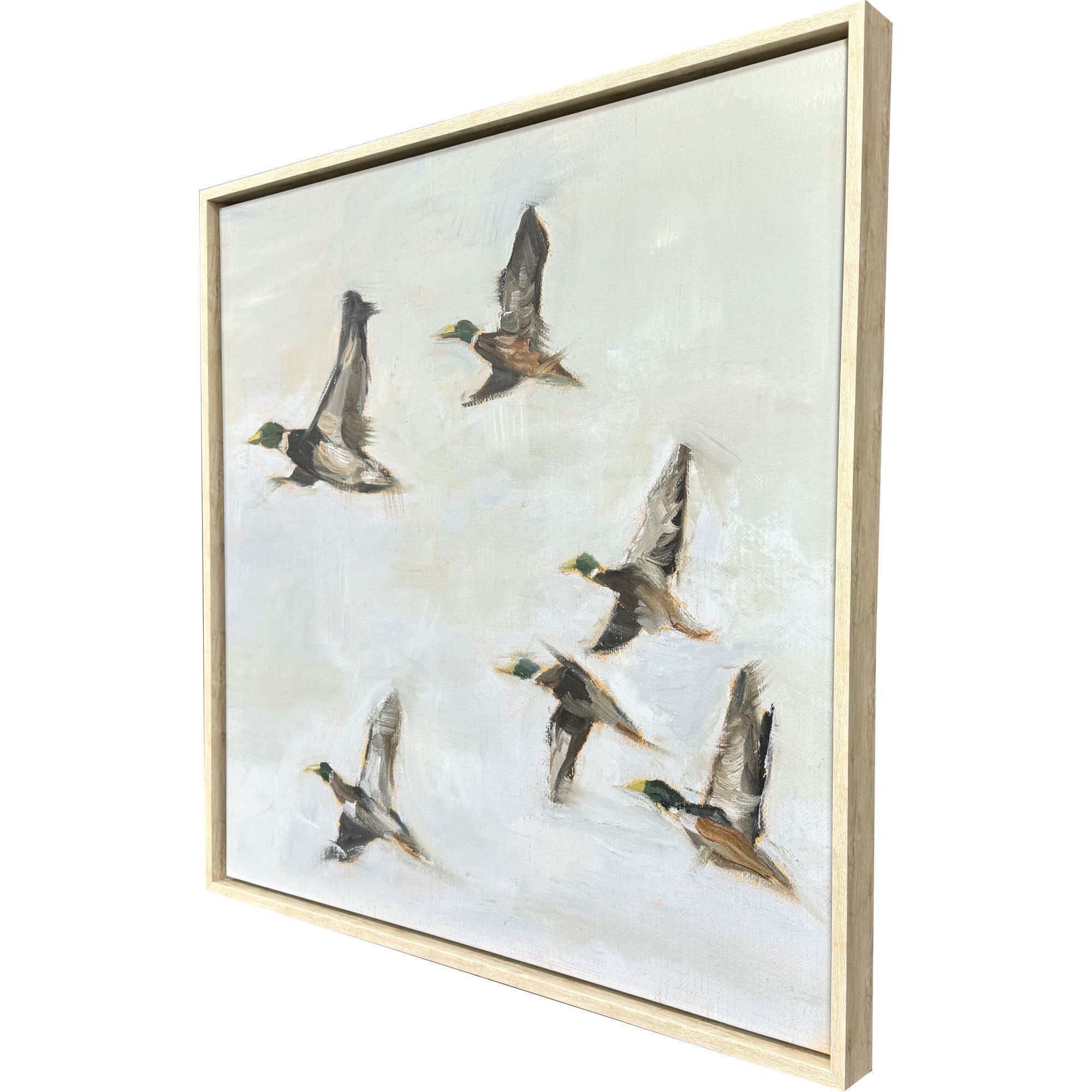 Mallard Migration Blue and Green and Gray Canvas