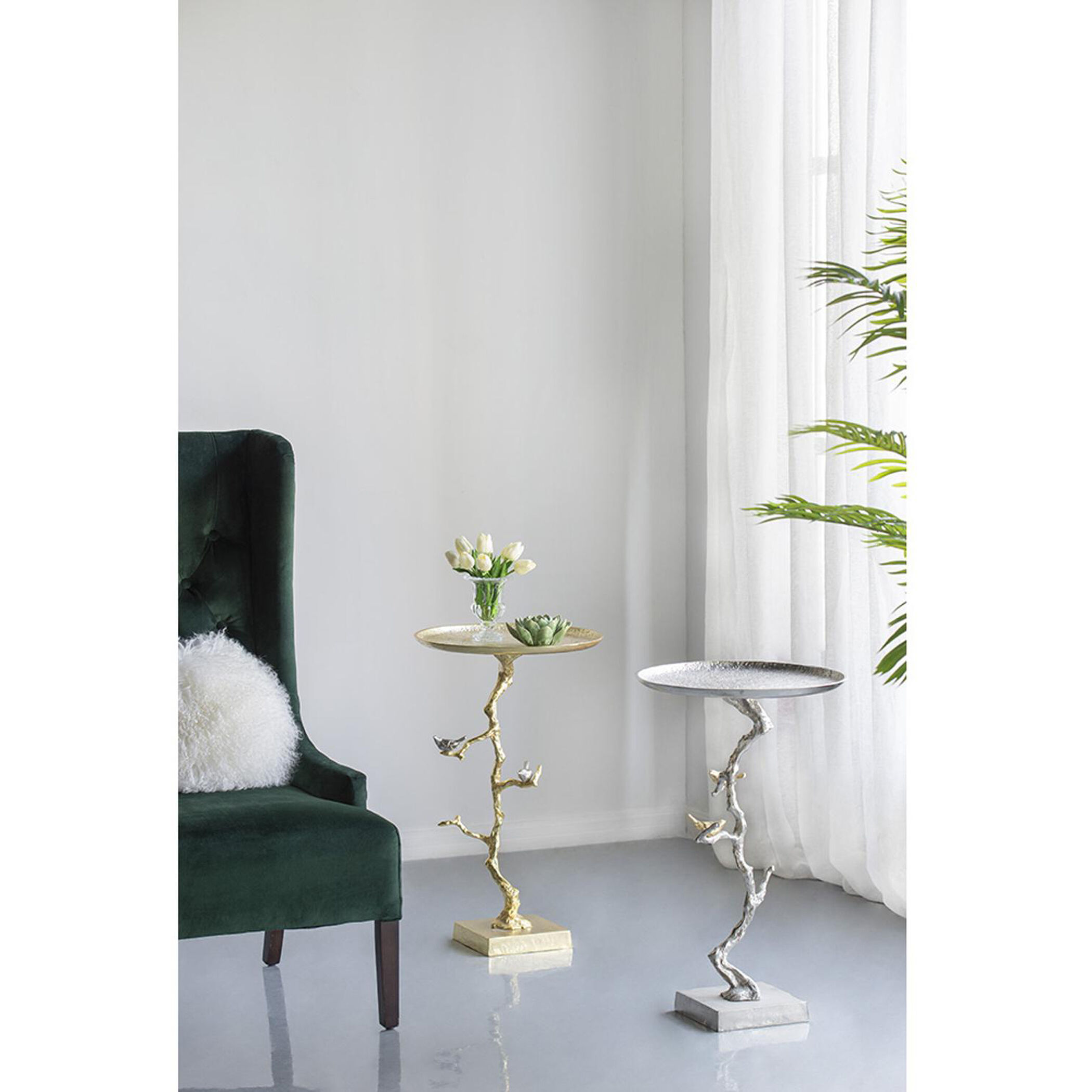 Welling Demilune Table in White/Gold